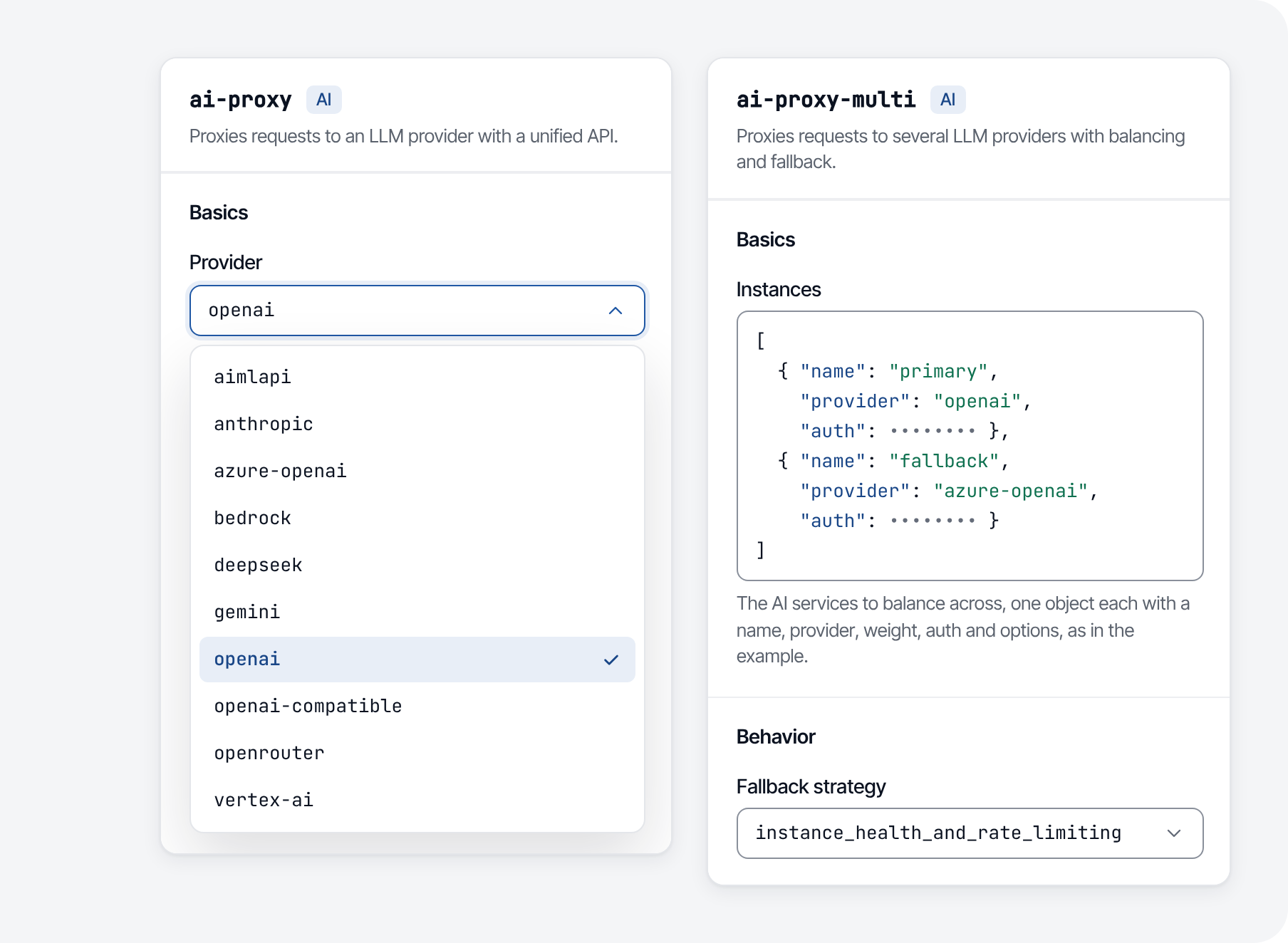 AI Gateway: one Route, a primary and a fallback provider