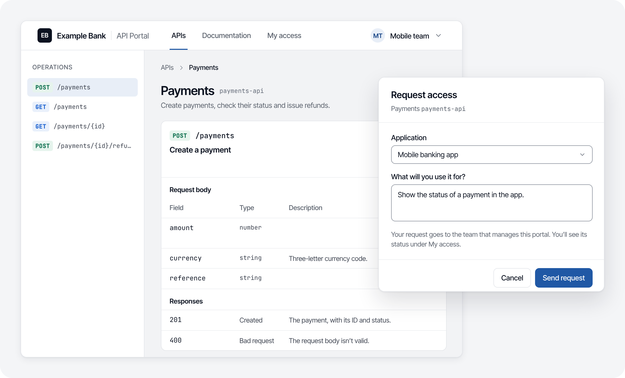 Developer Portal: the documentation page of an API and self-service access